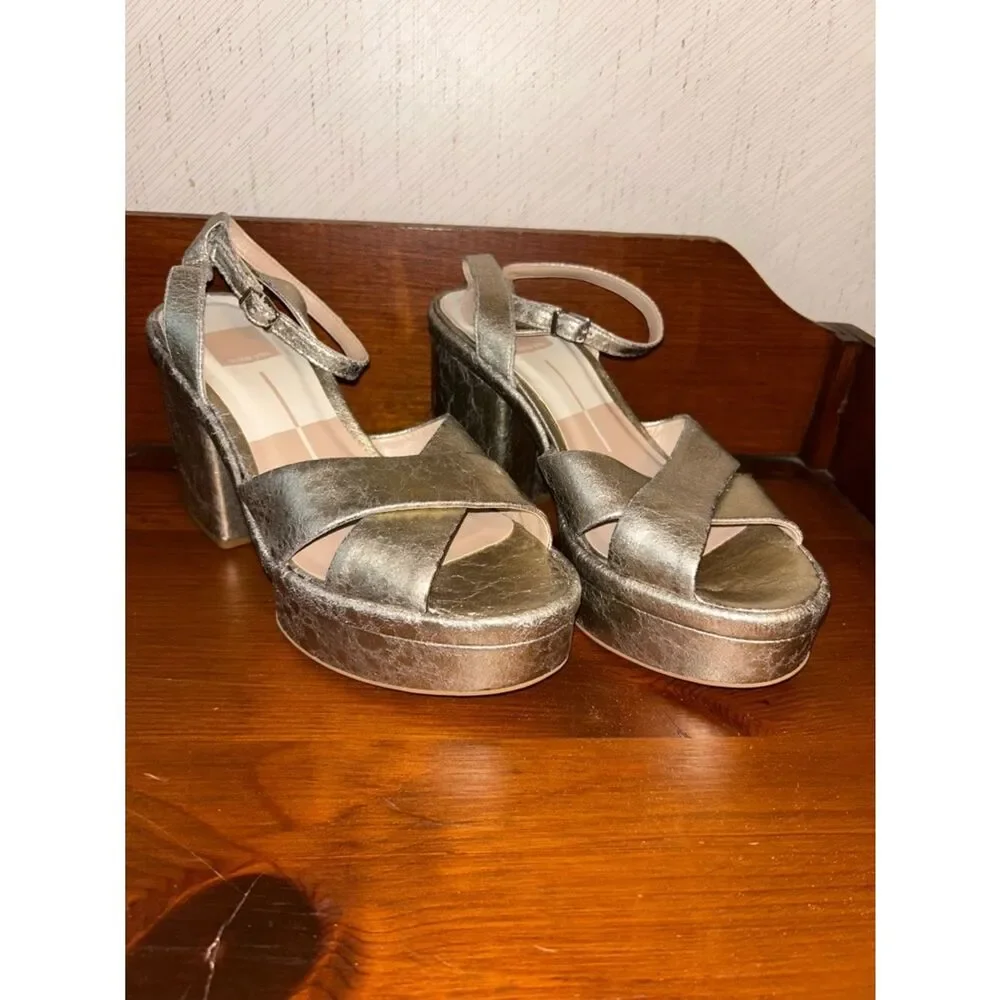 Dolce Vita Laisha Ankle Buckle Chunky Platform Block Heel Shoes - Picture 2 of 12